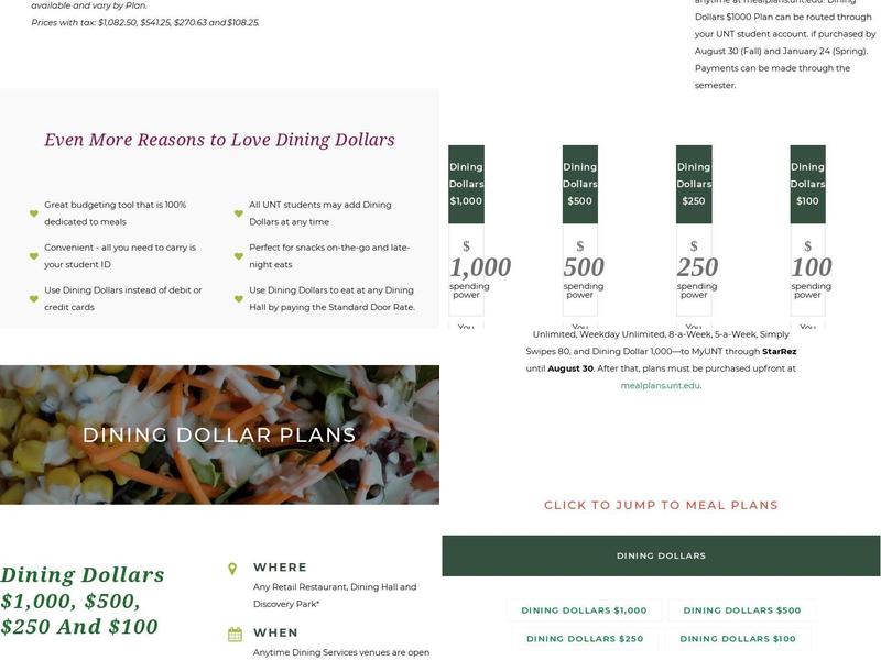 University of North Texas Dining Services Menu