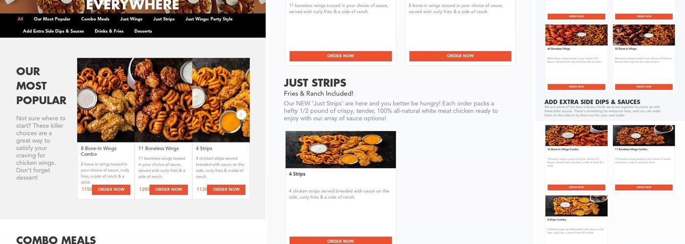 It's Just Wings Menu