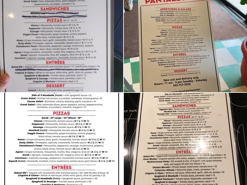 Pantaleone's Menu