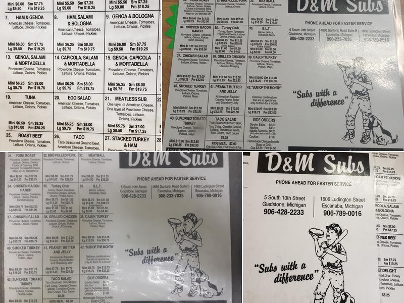 D&M Subs Menu