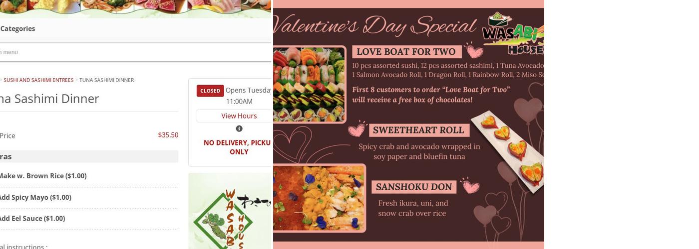 Wasabi House Menu
