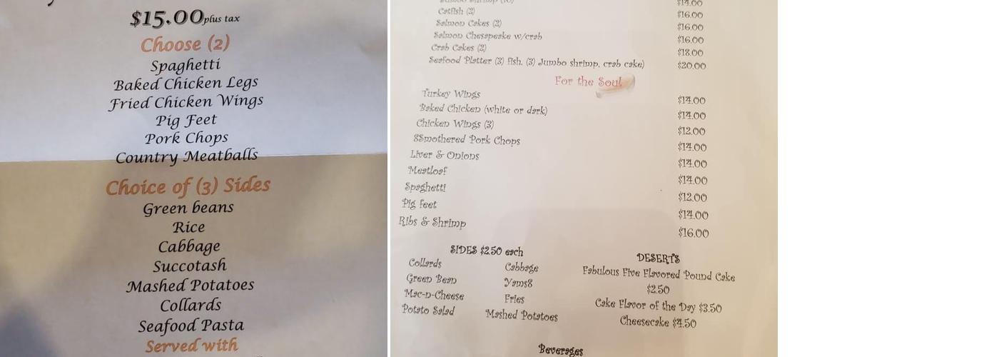 Send A Chef Restaurant & Buffet Menu