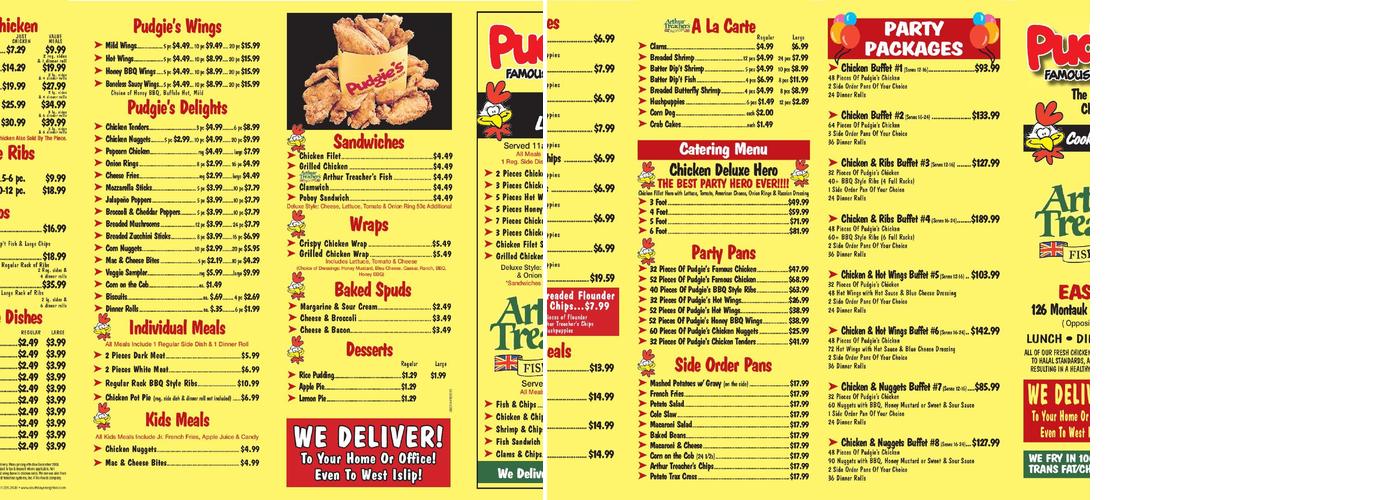 Pudgie's Famous Chicken Menu
