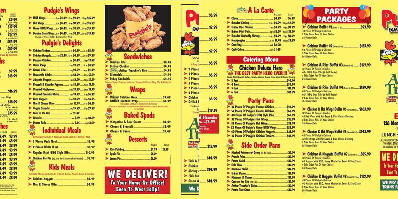 Pudgie's Famous Chicken Menu