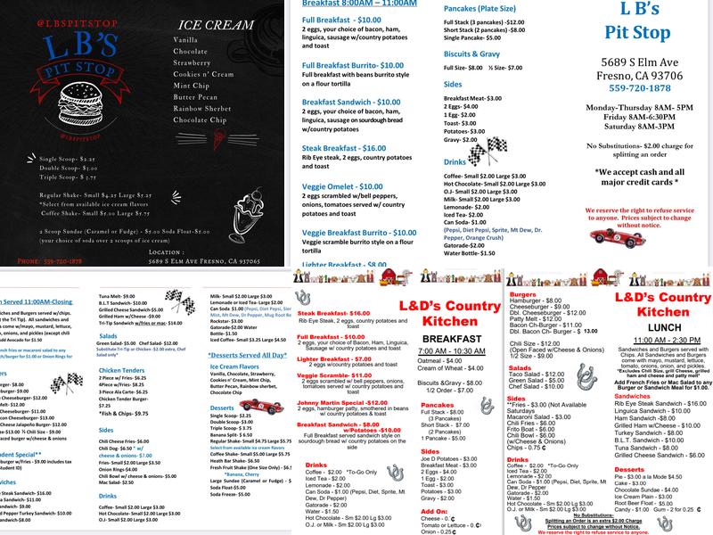 L.B.'s Pit Stop Menu
