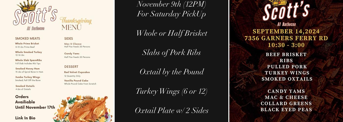 Scott's Barbecue Menu