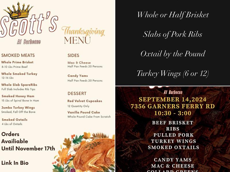 Scott's Barbecue Menu