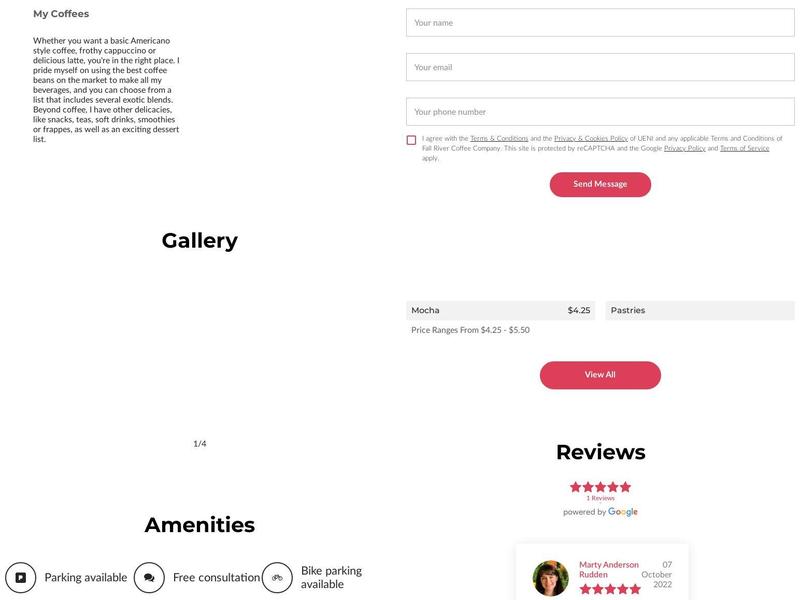 Fall River Coffee Company Menu