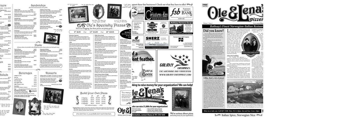 Ole & Lena's Pizza Fundraising Menu