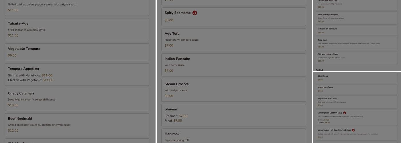 Mizu Japanese Sushi Menu