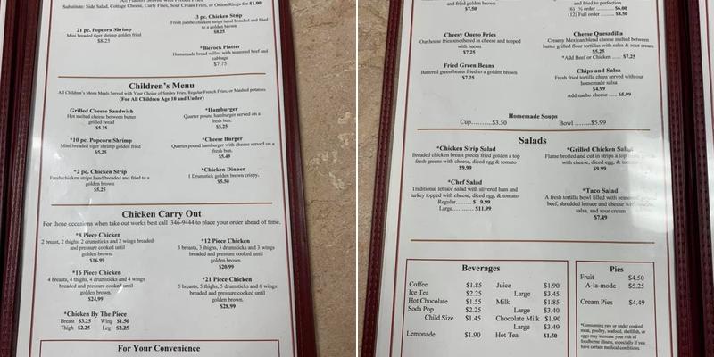 Circle Inn Restaurant Menu