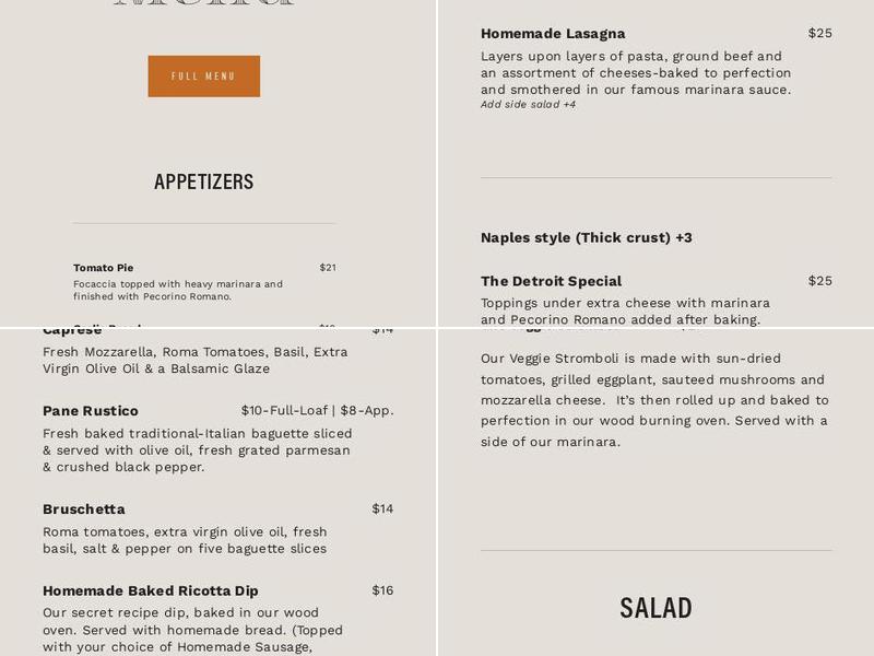 Passione Wood Oven Pizza & Wings Menu