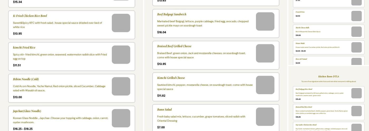 Kitchen Bann Menu