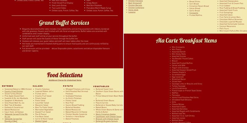 Creative catering Menu