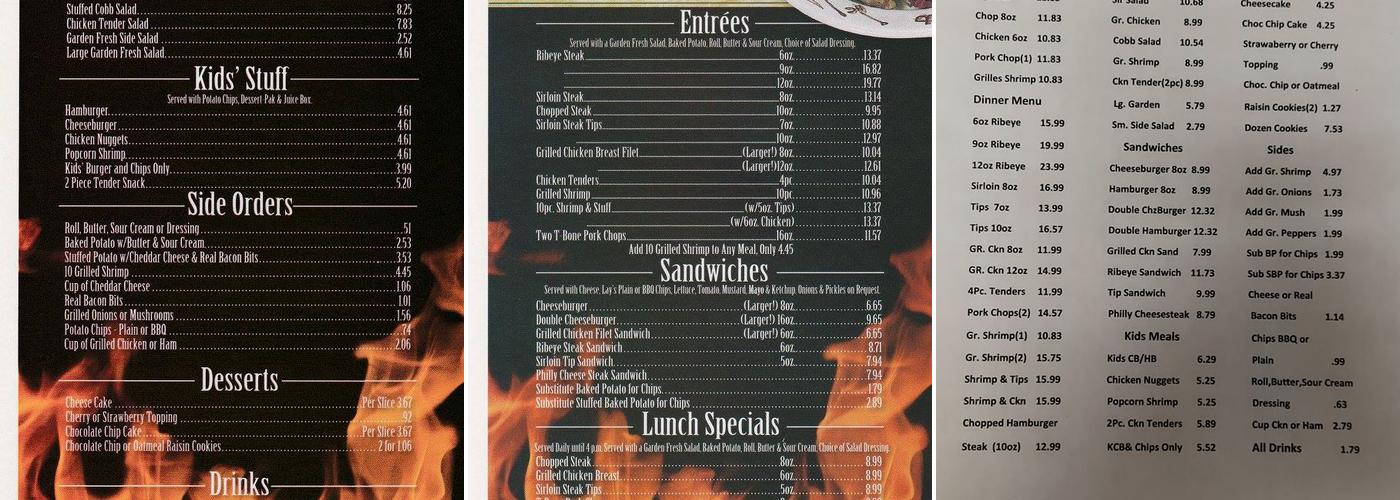 Steak & Stuff Menu