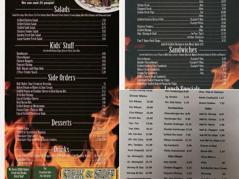 Steak & Stuff Menu