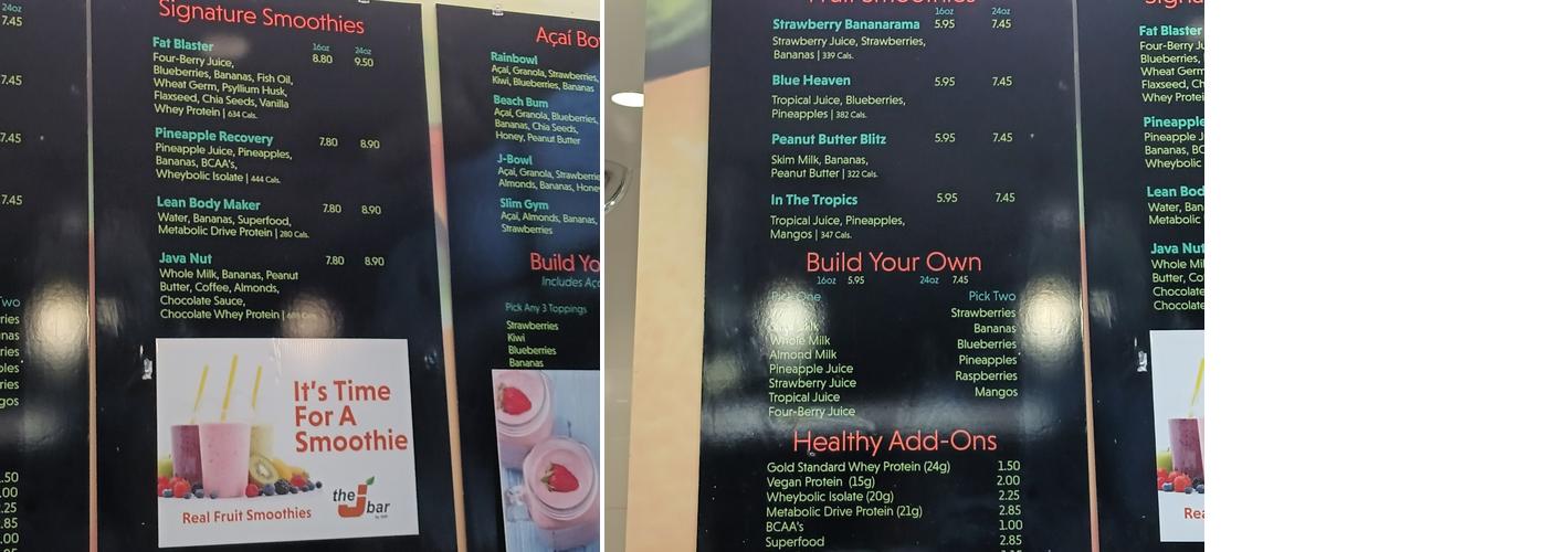 J-Bar Menu