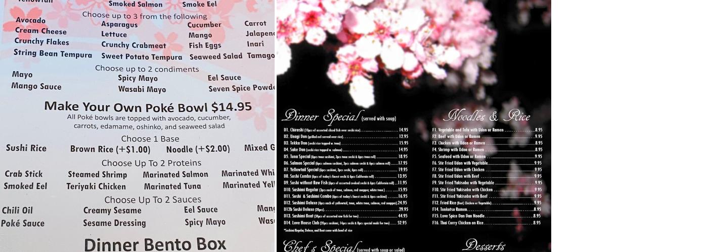 Love Sushi Menu