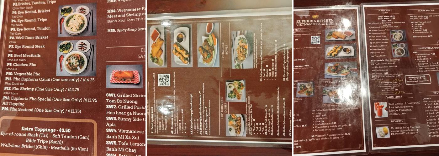 Euphoria Kitchen Menu