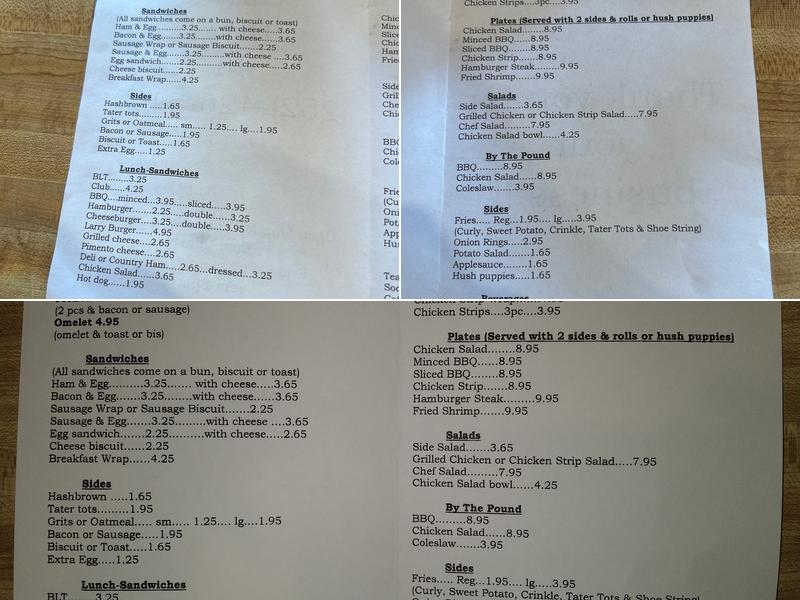 Larry's Drive In Menu