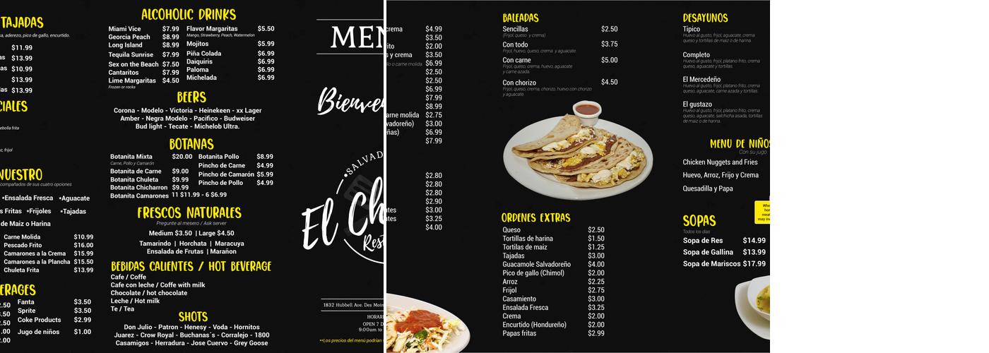 El Chero Restaurant Menu