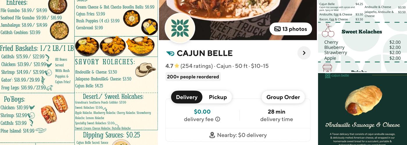 Cajun Belle Menu