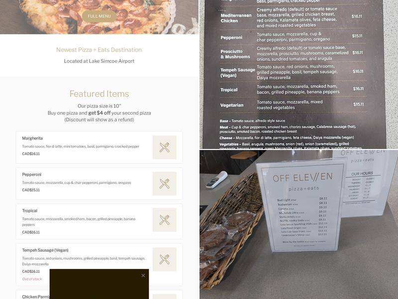Off Eleven Pizza + Eats Menu