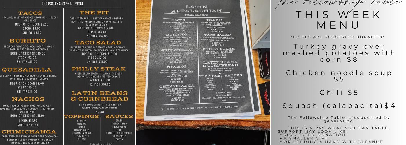 Latin Appalachian Menu