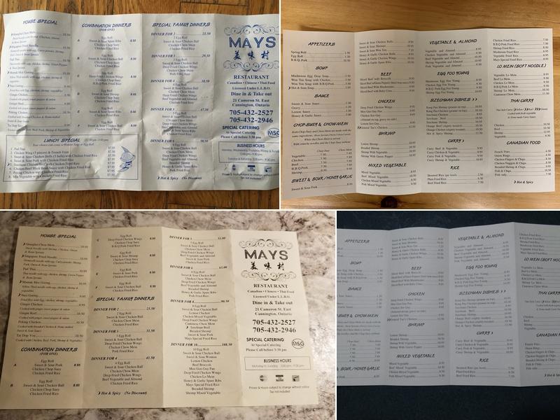 Mays Restaurant Menu
