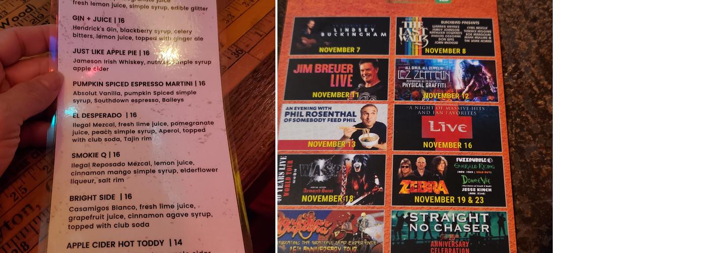 Spotlight at The Paramount Menu