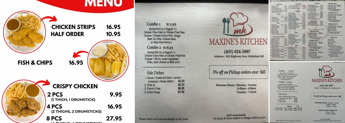 Maxine’s Kitchen Menu