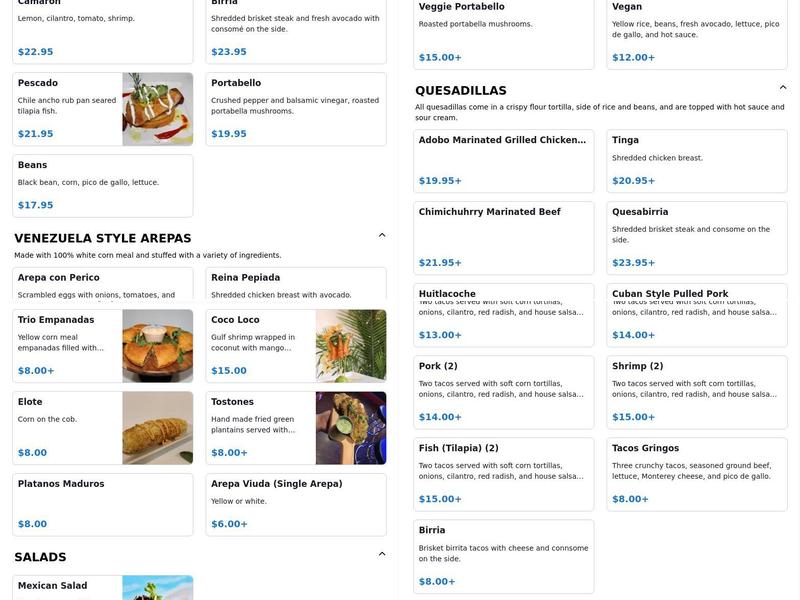 Rubamba Restaurant Menu