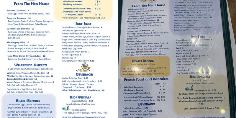 Wharfside Cafe Menu