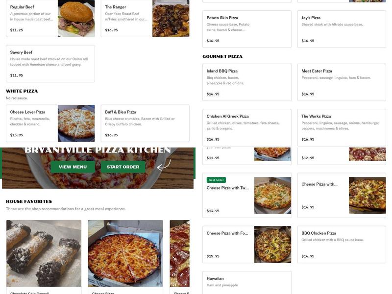 Bryantville Pizza Kitchen Menu