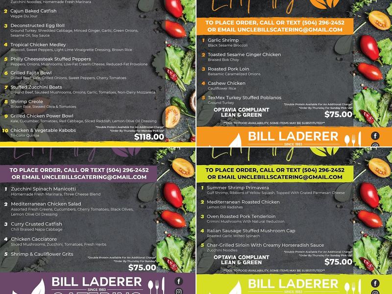 Bill Laderer Catering-Special Menu
