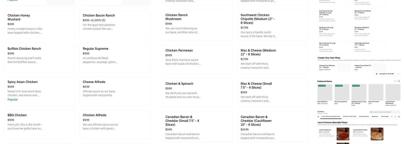 Larry's Pizza Haskell Menu