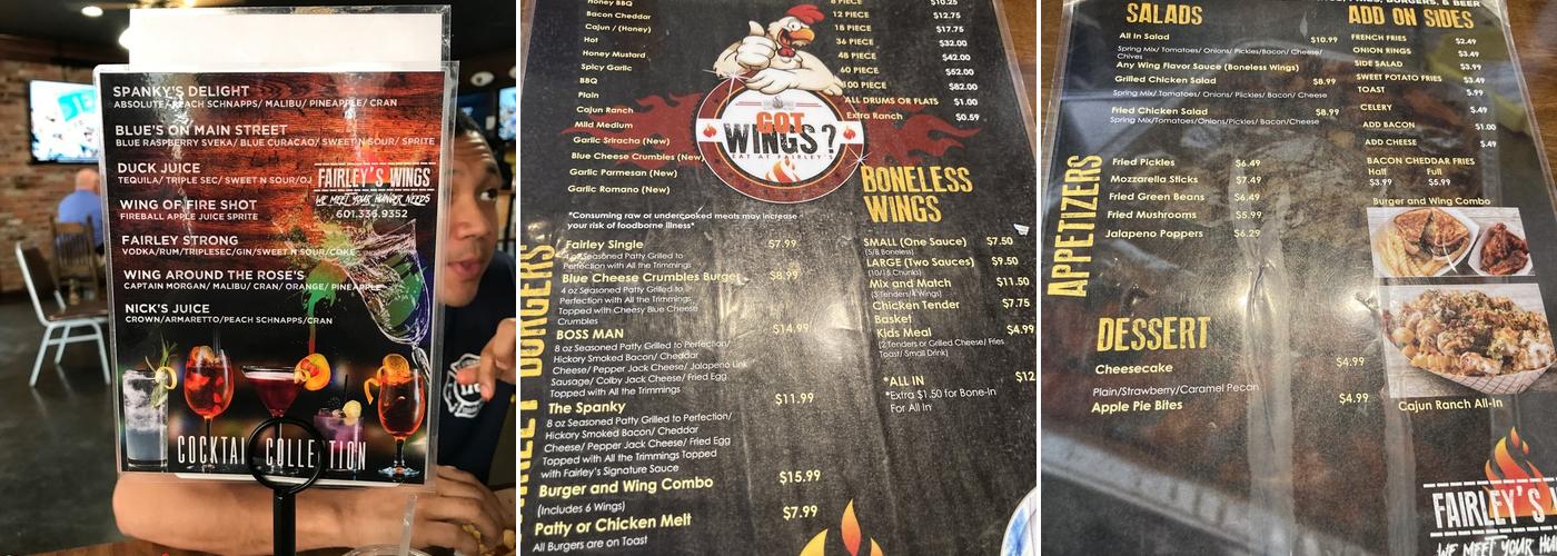 Farly’s Wings Menu