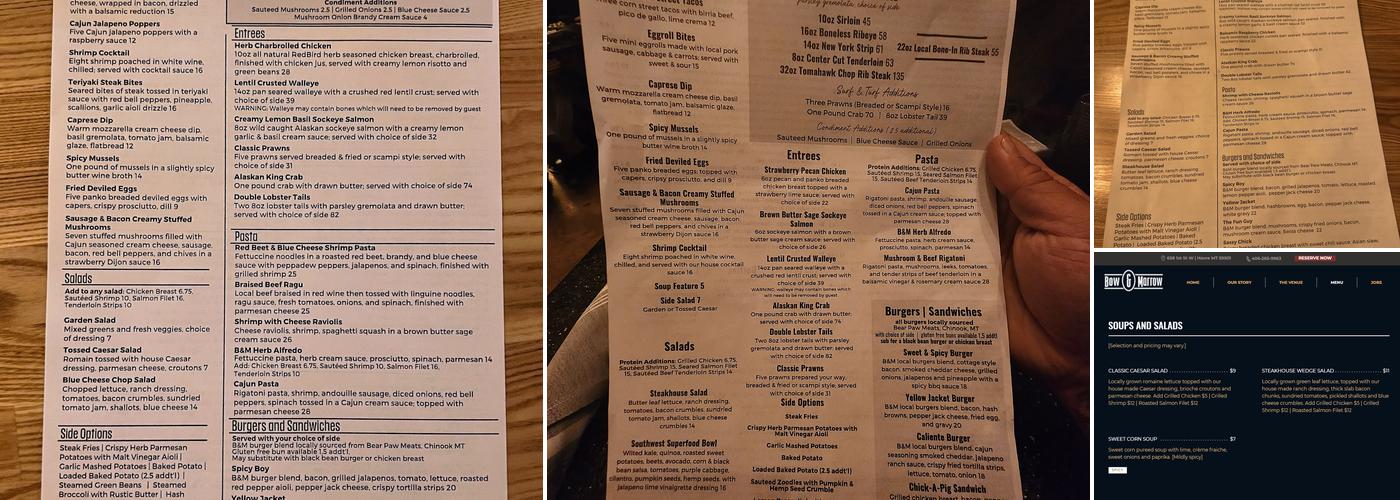Bow & Marrow Menu