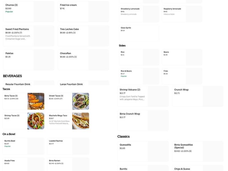 Muy Caliente Taco Broz llc Menu