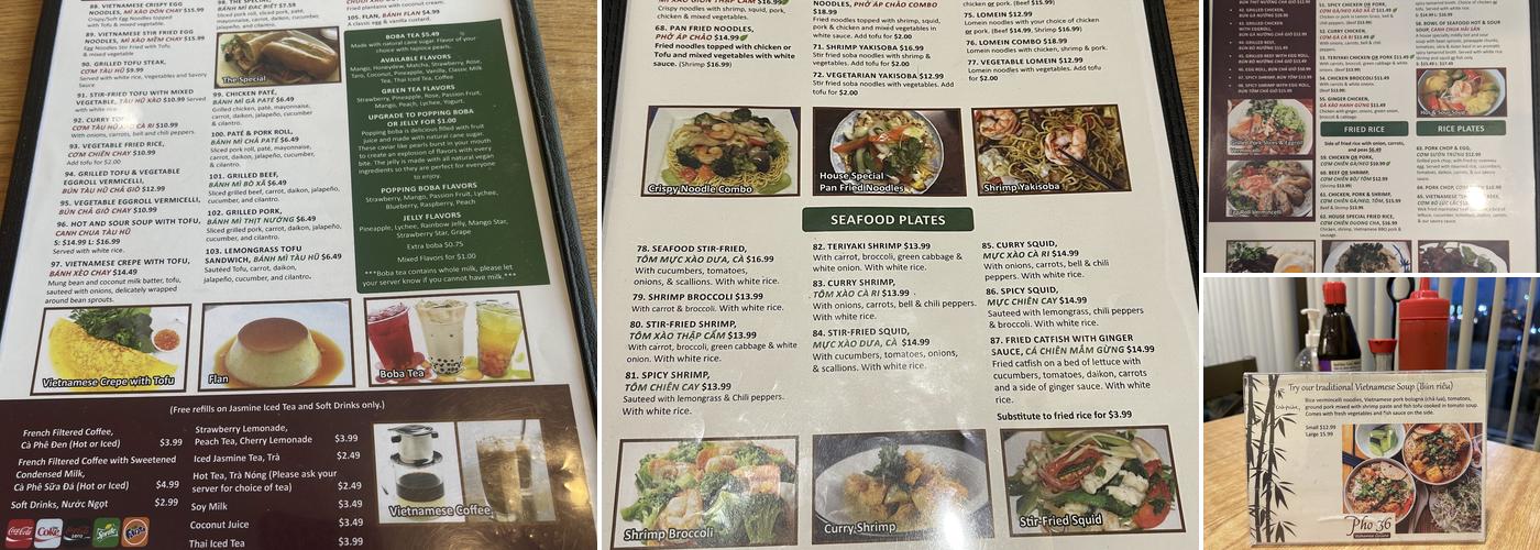 Pho 36 Menu