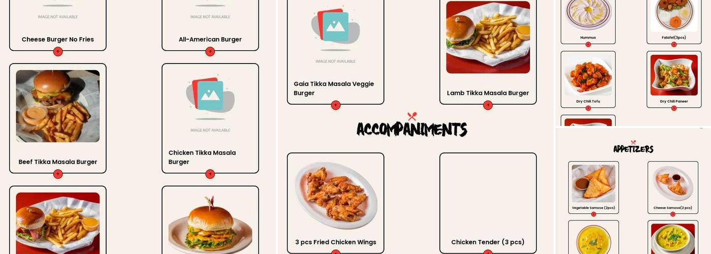 GAIA MASALA & BURGER Menu