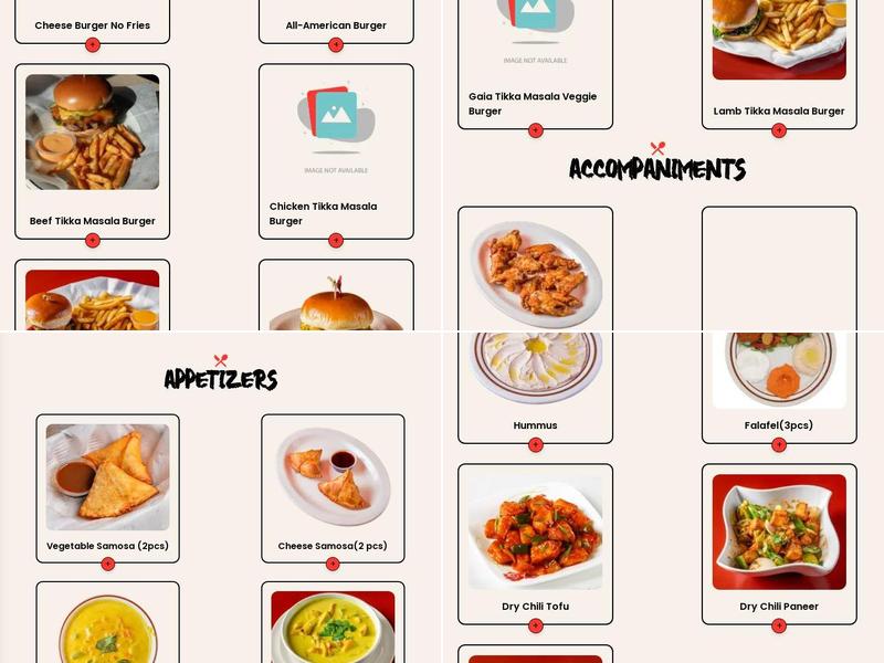 GAIA MASALA & BURGER Menu