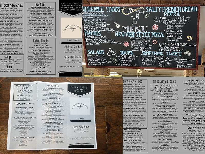 Salty Bread Pizza Cafe Menu