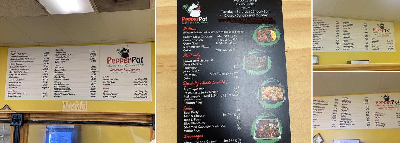 Pepper Pot Jamaican Restaurant Menu
