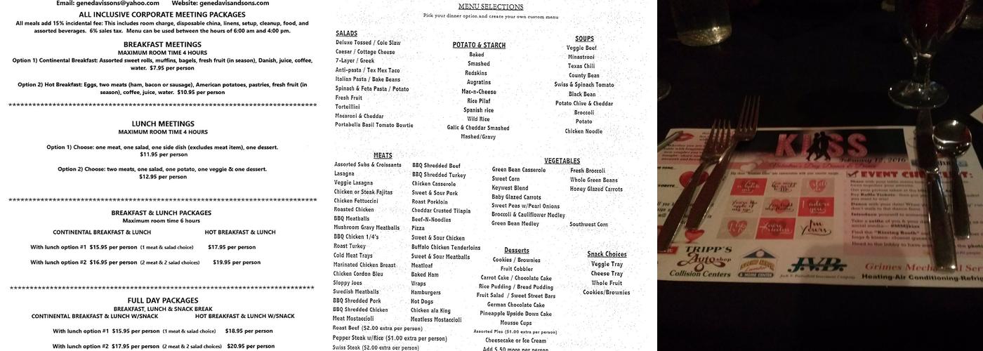 Gene Davis & Sons Catering Menu