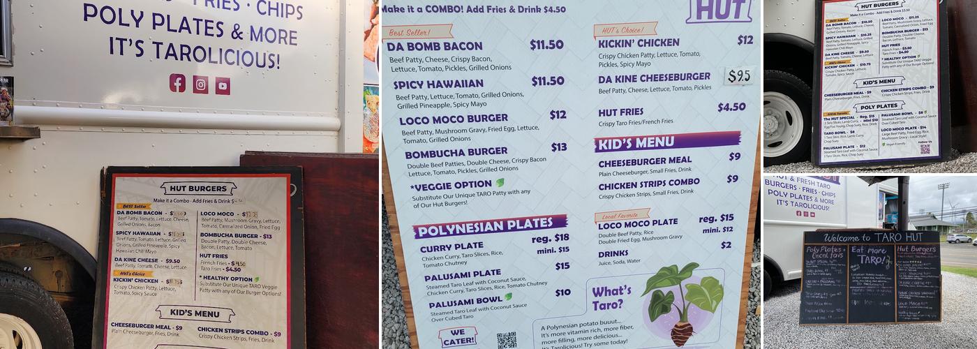 Taro Hut Menu