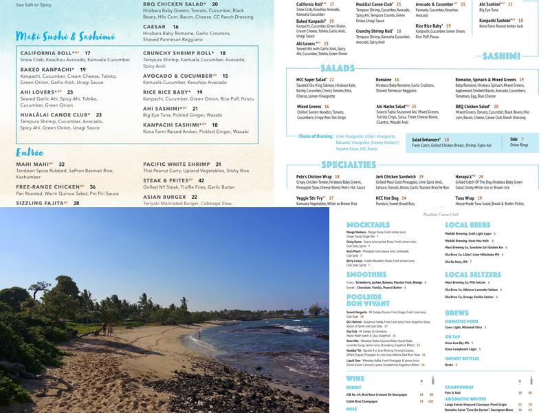 The Hualālai Canoe Club (Members Only) Menu