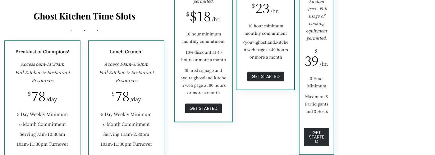 Ghostland Kitchen Menu