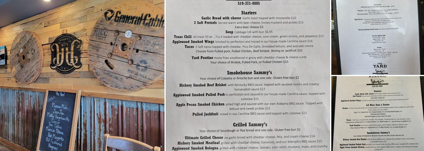 The Yard Menu