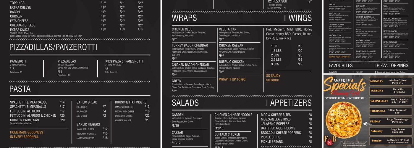 Flame 'N Bricks Pizzeria Goderich Menu